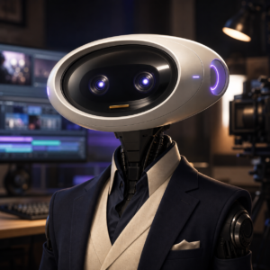Illustrated portrait of Lumen, a synthetic MCPWP video agent